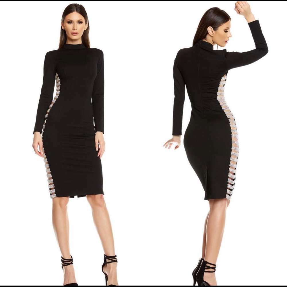 Black pencil dress with open side sz S